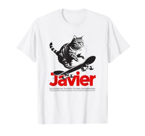 JAVIER - Schöner Jungen Name mit Katze & Skateboard T-Shirt JAVIER - Schöner Jungen Name mit Katze & Skateboard T-Shirt von JAVIER Sohn Enkel Geburtstag Geschenkideen