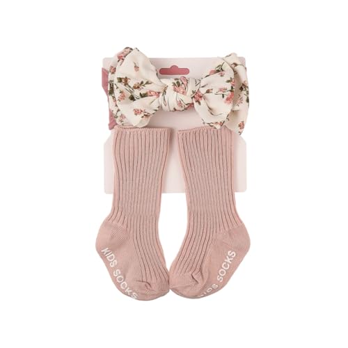 1Set Baby Stirnband Socken, Baby Haarbänder Schleifen für Mädchen weiche Schleife Kopfbedeckung Rutschfeste Socken elastische Haarbänder Baumwolle Säuglingssocken für Baby Jungen Mädchen von JAWSEU