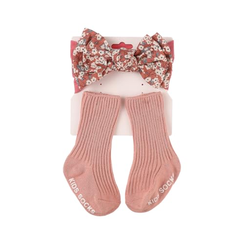 1Set Baby Stirnband Socken, Baby Haarbänder Schleifen für Mädchen weiche Schleife Kopfbedeckung Rutschfeste Socken elastische Haarbänder Baumwolle Säuglingssocken für Baby Jungen Mädchen von JAWSEU
