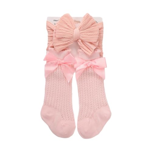 1Set Baby Stirnband Socken, Baby Haarbänder Schleifen für Mädchen weiche Schleife Kopfbedeckung Rutschfeste Socken elastische Haarbänder Baumwolle Säuglingssocken für Kleinkinder Neugeborene von JAWSEU