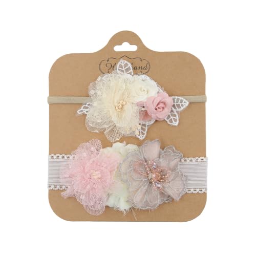 2pcs Baby Haarband Baby Mädchen Stirnband Spitze Blume Haarband Haargummi Mädchen Haarschleifen Mädchen Kinder Stirnband Infant Haarschmuck Blumen Stirnbänder für Neugeborene Kleinkinder von JAWSEU