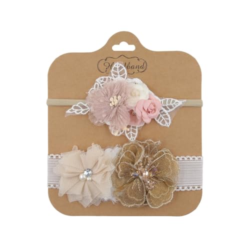 2pcs Baby Haarband Baby Mädchen Stirnband Spitze Blume Haarband Haargummi Mädchen Haarschleifen Mädchen Kinder Stirnband Infant Haarschmuck Blumen Stirnbänder für Neugeborene Kleinkinder von JAWSEU