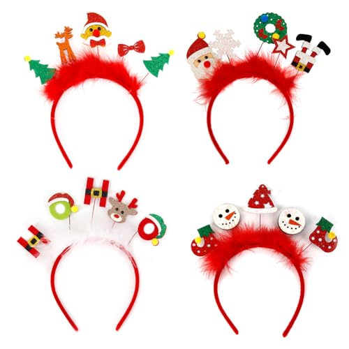 4pcs Weihnachts Stirnband Weihnachtsbaum Geweih Haarreif Weihnachts Schneemann Kopfschmuck Weihnachtsgeweih Haarbänder Kopfbedeckung Geweih Stirnband Kopfbedeckung für Weihnachten Halloween von JAWSEU