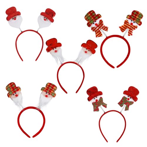 5 Stück Weihnachts Stirnband Weihnachtsmann Haarreif Weihnachten Lustige Haarschmuck Schneemann Haarbänder Kopfbedeckung Stirnband Weihnachtsmann Kopfbedeckung für Weihnachten Halloween von JAWSEU