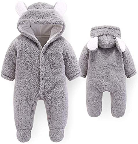 Babykleidung Neugeborene Winter,JAWSEU Baby Winter Fleece Overall Baby Schneeanzüge mit Kapuze Cartoon Bär Fleece Strampler Footed Spielanzug Mädchen Jungen Jumpsuit von JAWSEU