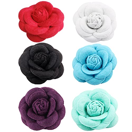 Blume Brosche, 6 Stücke Damen Blumenclips Kamelie Blume Haarspange Haarclip Blume Kamelie Haarnadeln Haarschmuck für Mädchen Frauen Party Strand Hochzeit von JAWSEU