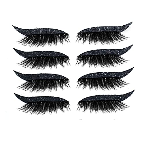 Eyelash Stickers - 4 Pairs Reusable Eyeliner Stickers and Eyelash Stickers, Waterproof Makeup Reusable Eyeliner Stickers, Self Adhesive Eyelid Lash Stickers von JAWSEU