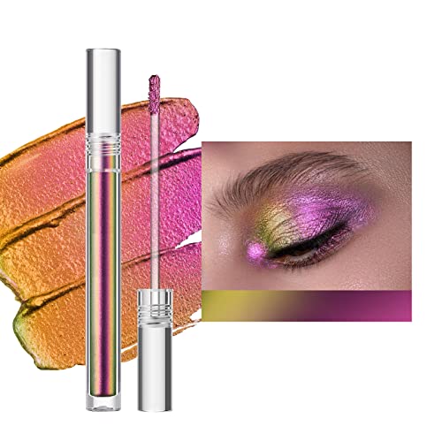 Flüssiger Chamäleon-Lidschatten, Multichrome Liquid Eyeshadow, Langanhaltender Holografischer Glitter Multichrome Lidschatten, Metallisches Flüssiges Lidschatten-Make-up von JAWSEU