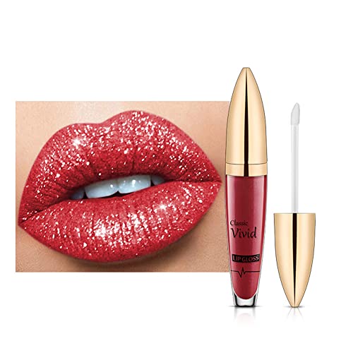 Glitzer Lip Gloss Matt, Flüssiger Lippenstift mit Diamond Funkeln, Lipgloss Langanhaltend & Wasserfest, Liquid Lipstick Hochpigmentierter Shimmer Lippen Lipgloss Glänzend für Frauen Mädchen von JAWSEU