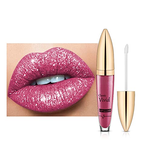 Glitzer Lip Gloss Matt, Flüssiger Lippenstift mit Diamond Funkeln, Lipgloss Langanhaltend & Wasserfest, Liquid Lipstick Hochpigmentierter Shimmer Lippen Lipgloss Glänzend für Frauen Mädchen von JAWSEU