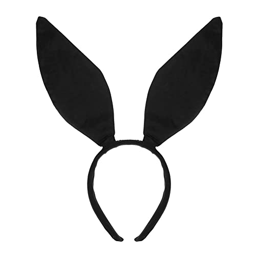 Hasenohren Stirnbänder Haarband, Bunny Plüsch Haarreifen für Easter Kostüm Cosplay, Kaninchenohr Ostern Deko Accessories für Erwachsene Kinder (Schwarz) von JAWSEU