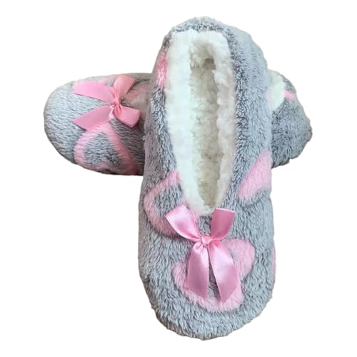 JAWSEU Damen Indoor Schuhe Plüsch Bettschuhe Weiche Stoppersocken Ballerina Kuschelsocken Stricken Winterhausschuhe Slipper Socken Rutschfeste Slipper Fuß Warme Plüschhausschuhe Weihnacht Geschenk von JAWSEU
