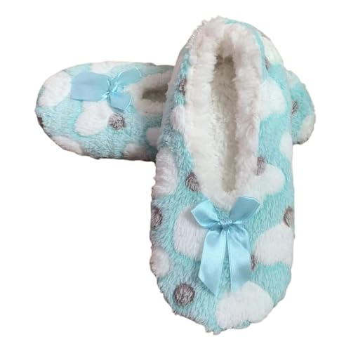 JAWSEU Damen Indoor Schuhe Plüsch Bettschuhe Weiche Stoppersocken Ballerina Kuschelsocken Stricken Winterhausschuhe Slipper Socken Rutschfeste Slipper Fuß Warme Plüschhausschuhe Weihnacht Geschenk von JAWSEU