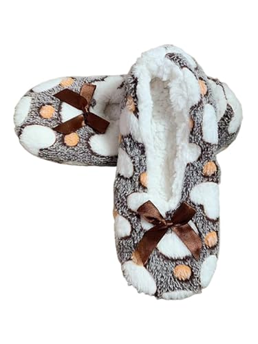 JAWSEU Damen Indoor Schuhe Plüsch Bettschuhe Weiche Stoppersocken Ballerina Kuschelsocken Stricken Winterhausschuhe Slipper Socken Rutschfeste Slipper Fuß Warme Plüschhausschuhe Weihnacht Geschenk von JAWSEU