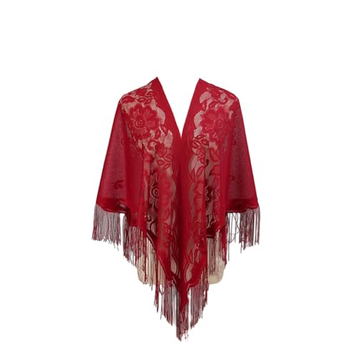 JAWSEU Dreieckstuch Mit Quasten Für Damen, lady Dreieck Spitze Stola Festlich für Abendkleider Stola Für Abendkleid Schal Stola Damen Festlich Umschlagtuch Umhang Spitzenschal Mit Fransen Für Damen von JAWSEU