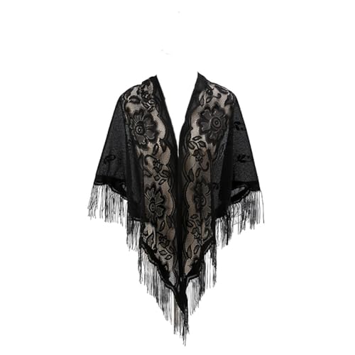 JAWSEU Dreieckstuch Mit Quasten Für Damen, lady Dreieck Spitze Stola Festlich für Abendkleider Stola Für Abendkleid Schal Stola Damen Festlich Umschlagtuch Umhang Spitzenschal Mit Fransen Für Damen von JAWSEU