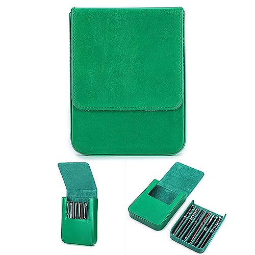 JAWSEU Leder-Füllfederhalter-Etui für 6 Stifte, Tragbare Leder-Stift-Aufbewahrungsbox Herren Echtes Leder Stiftetui Bleistifte Organizer Box Stifthalter Display Pouch Tasche Füllfederhalter Etui von JAWSEU