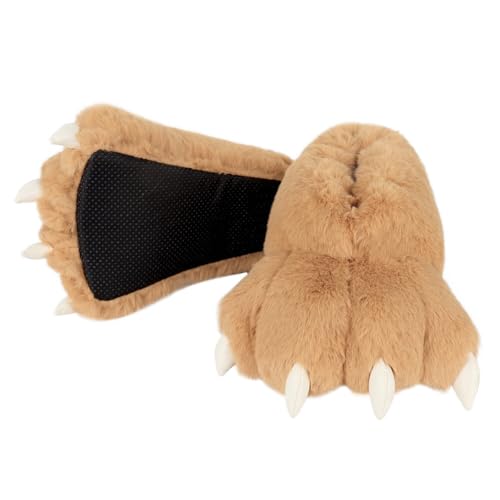 JAWSEU Plüsch Hausschuhe, Weiche Tierhausschuhe Tier Pfote Kostüm Schuhe Schlappen Neuheit Hausschuhe Winterschuhe Anti Rutsch Pantoffeln Tierbärenpfote Indoor Baumwollhausschuhe für Männer Frauen von JAWSEU