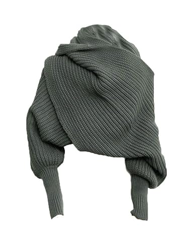 JAWSEU Winter Warm Gestrickter Schal Mit Ärmeln - Stricken Wickelschal Sweater Mode Winterschal Strickschals Cape Stola Für Damen von JAWSEU