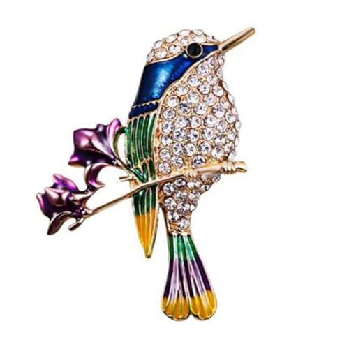 Strass Blumenstrauß Brosche, Vogel Brosche edles Bouquet Brautschmuck Broschennadel Damen Vogel Brosche Pin für Frauen Blumenbrosche Kristall Pins Anstecknadeln für Rucksäcke Abzeichen Hüte von JAWSEU