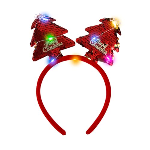 Weihnachts Stirnband mit LED Weihnachtsbaum Geweih Haarreif Weihnachts Santa Kopfschmuck Weihnachtsgeweih Haarbänder mit LED Weihnachtsmann Kopfbedeckung Geweih Stirnband Kopfbedeckung mit LED von JAWSEU