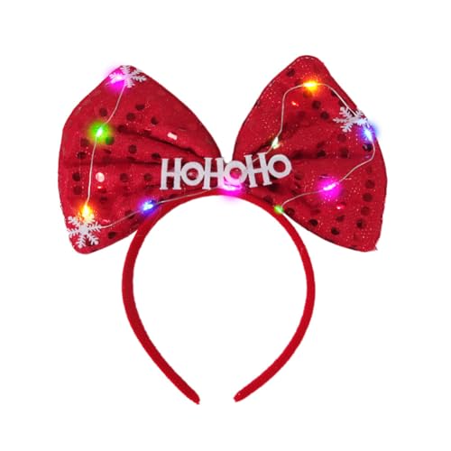Weihnachts Stirnband mit LED Weihnachtsbaum Geweih Haarreif Weihnachts Santa Kopfschmuck Weihnachtsgeweih Haarbänder mit LED Weihnachtsmann Kopfbedeckung Geweih Stirnband Kopfbedeckung mit LED von JAWSEU