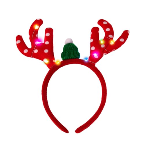 Weihnachts Stirnband mit LED Weihnachtsbaum Geweih Haarreif Weihnachts Santa Kopfschmuck Weihnachtsgeweih Haarbänder mit LED Weihnachtsmann Kopfbedeckung Geweih Stirnband Kopfbedeckung mit LED von JAWSEU