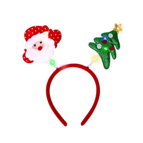 Weihnachts Stirnband mit LED Weihnachtsbaum Geweih Haarreif Weihnachts Santa Kopfschmuck Weihnachtsgeweih Haarbänder mit LED Weihnachtsmann Kopfbedeckung Geweih Stirnband Kopfbedeckung mit LED von JAWSEU