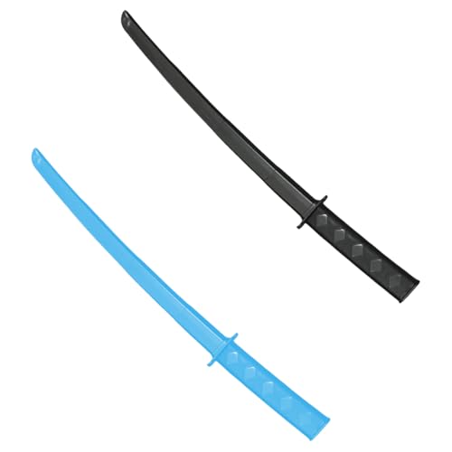 JAWUZ 2PCS Ninja Schwert,3D-gedrucktes Katana schwert-Zappelspielzeug, 3D-gedrucktes Schwerkraft-einziehbares Samurai-Schwert-Modell, lustiges einziehbares Samurai-Spielzeug - schwarz + Blau von JAWUZ