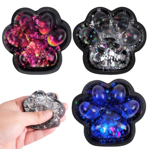 JAWUZ 3 Stück Tier Squeezespielzeug Squishy Squeeze Toy,Katzenpfoten Design,Stressabbau,Anti-Stress,Sensorisches Spielzeug,für Erwachsene und Kinder ab 3 Jahren von JAWUZ