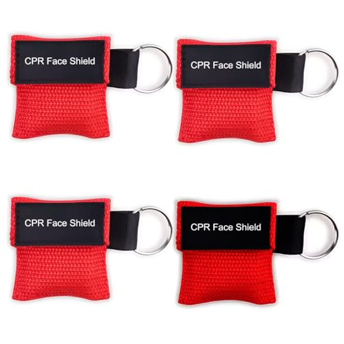 JAWUZ 4 Stück Beatmungsmaske mit Einwegventil Hautbarriere Taschenmaske, CPR Maske Face Shield für Erwachsene und Kinder von JAWUZ