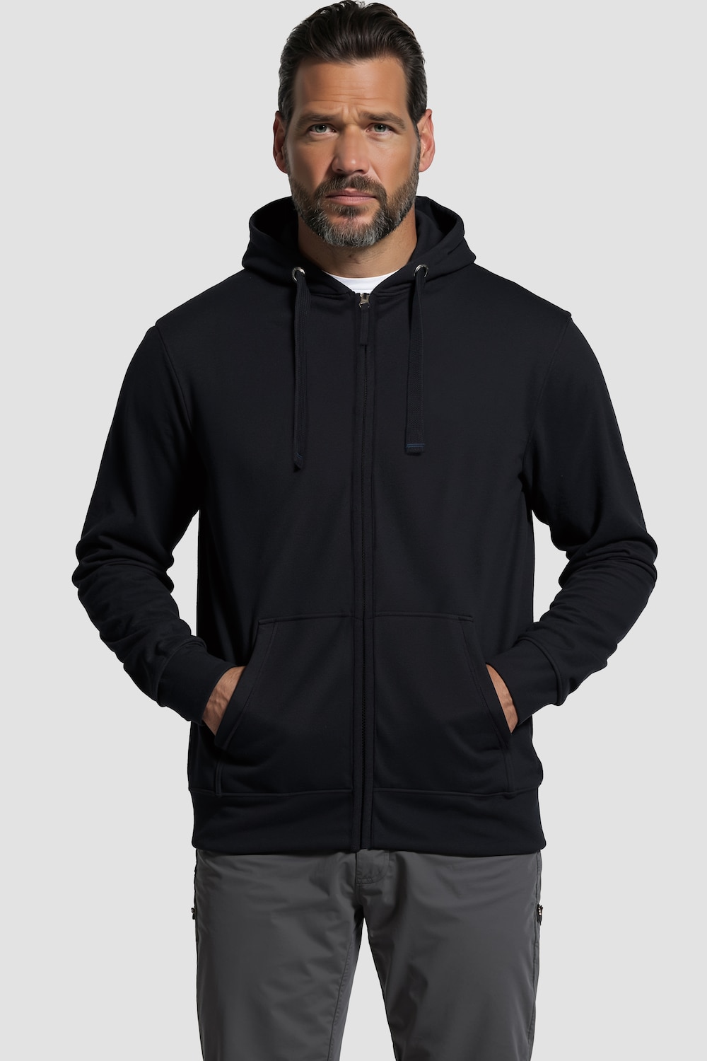 Große Größen Hoodiejacke, Herren, schwarz, Größe: XXL, Baumwolle/Polyester, JAY-PI von JAY-PI