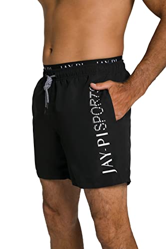 JP 1880 Herren Jay-PI, Beachwear, Elastikbund Badehose, schwarz, 4XL von JP 1880