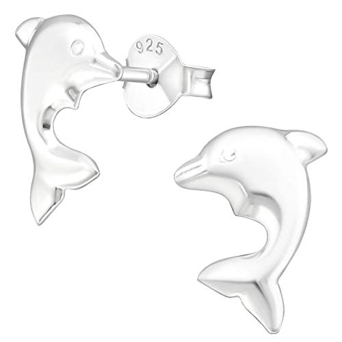 JAYARE Ohrringe Mädchen Delfin 925 Sterling Silber 11 x 8 mm Kinder Ohrstecker Mädchenohrstecker Kinderohrringe von JAYARE