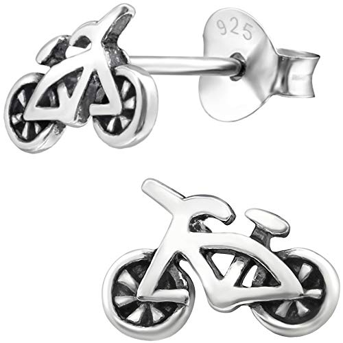 JAYARE Ohrringe Mädchen Fahrrad 925 Sterling Silber oxidiert Bike Bikes Zweirad Kinder Ohrstecker Mädchenohrringe Kinderohrstecker von JAYARE