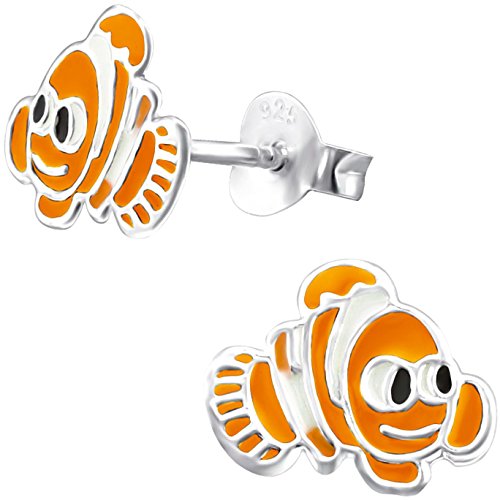 JAYARE Ohrringe Mädchen Clownfisch 925 Sterling Silber orange Kinder Ohrstecker von JAYARE