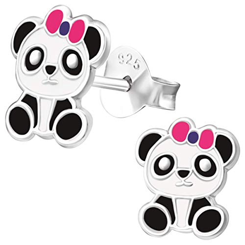 JAYARE Ohrringe Mädchen Panda-Bär 925 Sterling Silber rosa-pink Kinder Ohrstecker von JAYARE