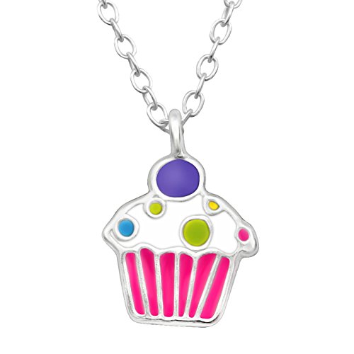 JAYARE Halskette Kinder Muffin Cupcake 925 Sterling Silber rosa-pink Mädchen-Kette von JAYARE