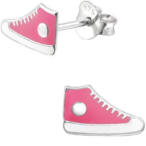 JAYARE Ohrringe Mädchen Chucks Turnschuhe Sneaker 925 Sterling Silber 6 x 10 mm Kinder Ohrstecker Mädchenohrringe Kinderohrstecker von JAYARE