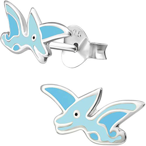 JAYARE Ohrringe Mädchen Dinosaurier 925 Sterling Silber blau Kinder Ohrstecker von JAYARE