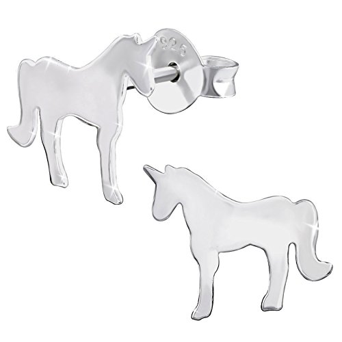 JAYARE Ohrringe Mädchen Einhorn 925 Sterling Silber Kinder Ohrstecker von JAYARE