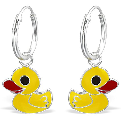 JAYARE Ohrringe Mädchen Entchen Ente 925 Sterling Silber gelb Kinder Creolen von JAYARE
