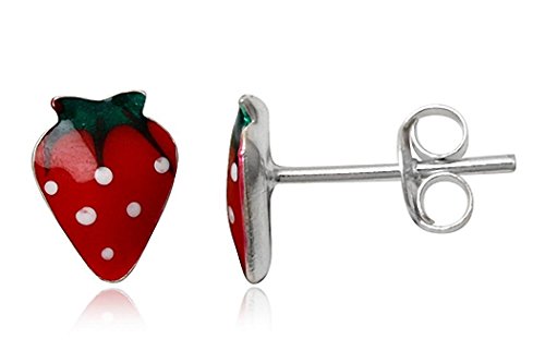 JAYARE Ohrringe Mädchen Erdbeeren 925 Sterling Silber rot Kinder Ohrstecker von JAYARE