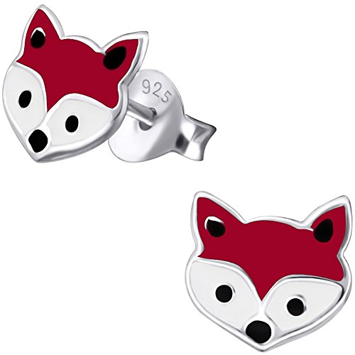 JAYARE Ohrringe Mädchen Fuchs Füchse 925 Sterling Silber rot Kinder Ohrstecker von JAYARE