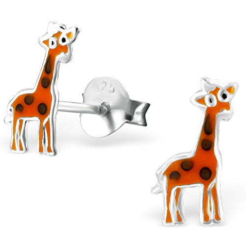 JAYARE Ohrringe Mädchen Giraffen 925 Sterling Silber orange Kinder Ohrstecker von JAYARE