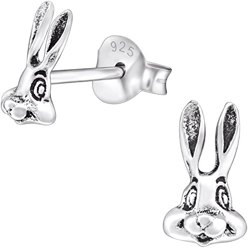 JAYARE Ohrringe Mädchen Häschen Hase 925 Sterling Silber oxidiert Kinder Ohrstecker von JAYARE