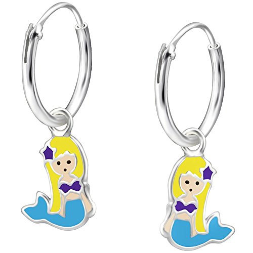 JAYARE Ohrringe Mädchen Meerjungfrau 925 Sterling Silber türkis Kinder Creolen von JAYARE