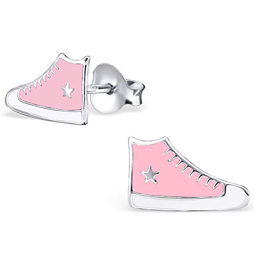 JAYARE Ohrringe Mädchen Turnschuhe Sneaker 925 Sterling Silber rosa Kinder Ohrstecker von JAYARE