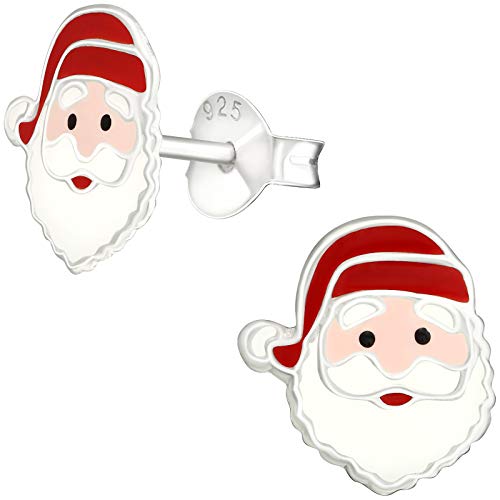 JAYARE Ohrringe Mädchen Weihnachtsmann 925 Sterling Silber 10 x 9 mm Kinder Weihnachten Ohrstecker Mädchenohrringe Kinderohrstecker von JAYARE
