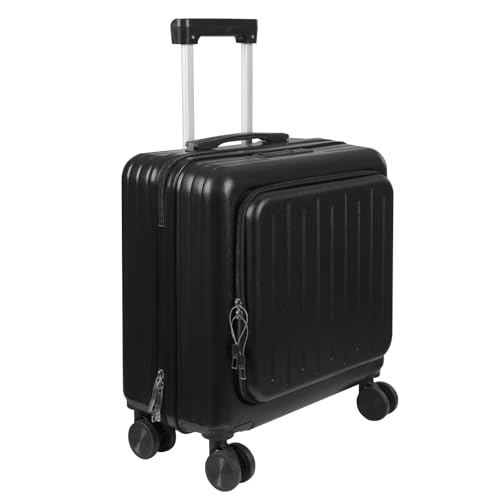 JAYEUW Gepäckkoffer 18 Zoll Boarding-Koffer Handgepäck mit Universal-Räder Reisegepäck Koffer mit 180°Opening Laptop Fronttasche Top Opening Leichtes Reisegepäck Trolleys für Frauen Männer (Schwarz) von JAYEUW